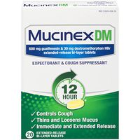 Mucinex 05620 DM Expectorant and Cough Suppressant, 20 Tablets/Box