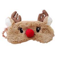 CHUANGLI Women Girls Cute Red Nose Christmas Deer Eye Sleep Mask for Sleeping Blindfold