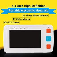 Portable Digital Magnifier Electronic Reading Aid 4.3 inch w/Foldable Handle for Low Vision Color Blindness 4X-32X Times Zoom 17 Color Modes 5 Levels for Brightness