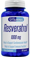 Resveratrol Capsules 1000mg Serving - 180 Capsules - Full 3 Month Supply - Antioxidant Trans Resveratrol Supplement Helps Support Anit-Aging and Cardiovascular System
