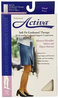 Activa 20-30 mmHg Soft Fit Thigh High with Lace Top Socks, Ivory, Small