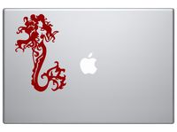 Mermaid Beauty Art - Tribal Decal Vinyl Removable Decorative Sticker for Wall, Car, Ipad, Macbook, Laptop, Bike, Helmet, Small Appliances, Music Instruments, Motorcycle [a] (red)