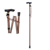 CHAONAO Walking Stick Foldable Walking Crutches with Handle 5 Adjustable Height Levels for Disabled and Elderly Mobility Walking Cane,Brown