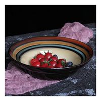 AXZHYX Bowl Ceramic Bowl Fruit Salad Dish Noodles Rice Tray Tableware Eating Utensils 21.5x6.5cm Hotel Tableware Home Noodles Boiled Fish Soup Bowl
