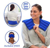 My Heating Pad Microwavable Set of Shoulder Heat Pack, Back Pain Relief & Stomach Cramps Heat Pad, Headache and Migraine Relief Sleep Mask - Hot/Cold Packs for Pain, Tension, Relaxation (Blue)