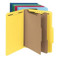 Smead 100% Recycled Pressboard Classification File Folder, 2 Dividers, 2" Expansion, Letter Size, Assorted Colors, 5 per Pack (14049)