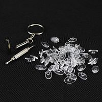 40 Pairs Nose Pads Oval Shape Eyeglass Silicone 12mm Slide on for Rimless Frames + Screw Driver
