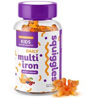 Kids Multivitamin + Iron Gummies by Squiggles 100ct. | All-Natural, Low Sugar, and Super Yummy | Broad Spectrum of Vitamins and Minerals with a Boost of Iron.