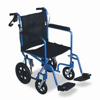 Medline Excel Deluxe Aluminum Transport Wheelchair, 19 x 16, 300 lbs.