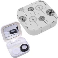 Portable Contact Lens Case Box Travel Kit Mirror + Bottle + Tweezers Container Holder [ Dandelions Design ]