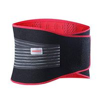 Udoarts Adjustable Lumbar Brace Back Support Belt with 10 Removable Steel Splints and Dual Straps,Black/Red