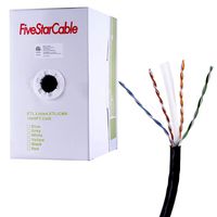 FiveStarCable 1000ft Cat6 CMR 23AWG Solid Bare Copper ETL Listed 4 Twisted Pair Network Ethernet LAN Cable PVC Black