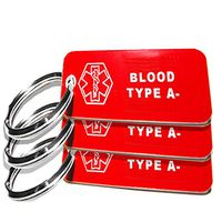 My Identity Doctor - 3 Pre-Engraved Blood Type A- Plastic Medical Alert ID Keychains, Small 2.25 x .79 Inch
