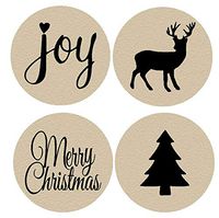 96pack Rustic Kraft Merry Christmas Joy Deer Tree Assortment Stickers Labels Envelope Decorative Seals -1.5inch