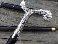 Antique Brass Victorian Handle Wooden Vintage Style Walking Stick Cane Designers