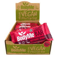 BodyMe Organic Vegan Protein Bar | Raw Beetroot Berry | Box of 12 x 2.12oz (60g) | with 3 Plant Proteins