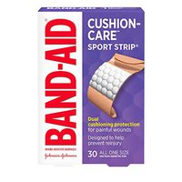 Band-Aid Brand Cushion Care Sport Strip Adhesive Bandages, cushioning Wound Protection, 30 ct