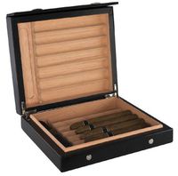 Visol Products VHUD400 Vincente Travel Humidor, Holds 14 Cigars, Black Leather