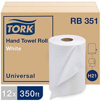 Tork Universal RB351 Hardwound Paper Roll Towel, 1-Ply, 7.87" Width x 350' Length, White (Case of 12 Rolls, 350 per Roll, 4,200 Feet)