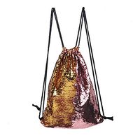 Girls Fashion Simple Large-Capacity Drawstring Bundle Pocket Backpack, New Sequins Girls Casual Sports Travel Shoulder/Backpack, Zippered Pockets Can Be Put Mobile Phone Change, Etc.