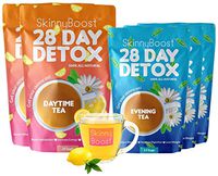 Skinny Boost 28 Day Detox Bundle- 2 Daytime Teas (28 Tea Bags) 3 Evening Tea (14 Tea Bags) Detox, Cleanse, Speed up Metabolism and Lose Weight Naturally with The 2 Step Skinny Boost System!