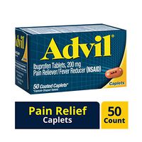 Advil Coated Caplets Pain Reliever and Fever Reducer, Ibuprofen 200mg, 50 Count, Fast-Acting Formula for Headache Relief, Toothache Pain Relief and Arthritis Pain Relief
