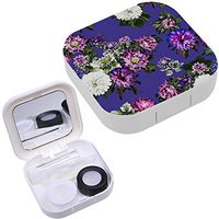 Portable Contact Lens Case Box Travel Kit Mirror + Bottle + Tweezers Container Holder [ Floral Asters Photo ]
