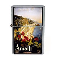 Wind Proof Dual Torch Refillable Lighter Vintage Poster D-021 Italy Vintage Travel Amalfi 1910