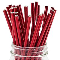 Paper Straws Shiny Red Foil Pattern - Eco Friendly Wedding Straws - Dozens of Designs & Perfect For Any Party! Frozen Dessert Supplies - 50 Count