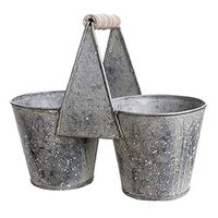 Darice Double Metal Bucket Grey and White Household Supplies