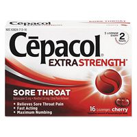 Cepacol 71016 Extra Strength Sore Throat Lozenge, Cherry, 16/Box
