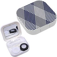 Portable Contact Lens Case Box Travel Kit Mirror + Bottle + Tweezers Container Holder [ Geometric ]