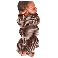 Sunhusing Adorable Boys Girls Solid Color Long Sleeve Tops+Pants Home Pajamas Toddler Baby Sleepwear Outfit(Brown 2,18-24M)