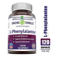 Amazing Nutrition Amazing Formulas L-Phenylalanine Dietary Supplement - 500 mg - 120 Capsules (Non-GMO, Gluten Free) - Supports Healthy Nervous System - Promotes Positive Mood