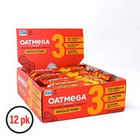Oatmega Protein Bars, Chocolate Peanut, Healthy Snacks Made with Omega-3 and Grass-Fed Whey Protein, Gluten Free Protein Bars, 1.8oz (12 Count)
