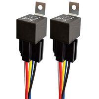 ARTGEAR JD1914 12V 40A Car Relay with Harness Sockets, 5 Pin SPDT Relay with Color-Labeled Wires for Automotive Truck Van Motorcycle Boat (Pack of 2)