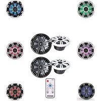 (2 Pairs) Kicker KM654LCW (41KM654LCW) 6.5 Inch 2-Way Marine Speaker Pair with Built-in LED Lighting Bundled w/ 41KMLC