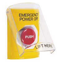 SS2221PO-EN STI Yellow Indoor Only Flush or Surface Turn-to-Reset Stopper Station with EMERGENCY POWER OFF Label English