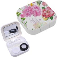 Portable Contact Lens Case Box Travel Kit Mirror + Bottle + Tweezers Container Holder [ Watercolor Branches Flower ]