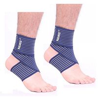 Mcolics (1 Pair) Ankle Support Breathable Ankle Foot Brace Compression Wrap Sports Bandage Strap for Running Basketball Ankle Sprain Men Women Running Basketball Football Volleyball (Blue)
