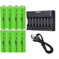AA Rechargeable Battery 1.2V NIMH 1200mAh Button Top Battery (8Pack) with 8 Slot Battery Charger