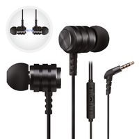 2E Wired Earbuds with Mic - Noise Isolating Earbuds Wired Earphones with Microphone and Volume Control in Ear Headphones Earbuds Durable Earbuds Tanglefree Magnetic, X1 Extra Bass Black