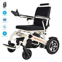 SZeao Lightweight Folding Electric Wheelchair Compact Portable Intelligent Travel brushless Motor Scooter Lithium Battery Aerospace Aluminum Alloy Frame,White,20AH/35km