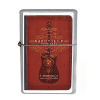 Wind Proof Dual Torch Refillable Lighter Vintage Poster D-039 Nashville Tennessee Where Music Lives Red Guitar