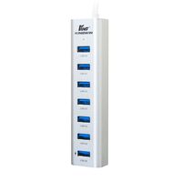 Kingwin USB Hub 7 Port USB 3.0 Data Hub Aluminum for Mobile SSD, MacBook, Mac Pro/Mini, iMac, Chromebook, Surface Pro, USB Flash Drives, Notebook PC, XPS, and More. Include 1 IQ Smart Charging Port