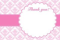 30 Pink Vintage Damask Blank Thank You Cards Bridal Wedding Shower Birthday Party + 30 White Envelopes