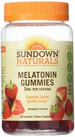 Sundown Naturals Melatonin 5 mg Dietary Supplement Gummies Strawberry Flavor - 60 ct, Pack of 3