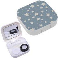 Portable Contact Lens Case Box Travel Kit Mirror + Bottle + Tweezers Container Holder [ Stars Line ]