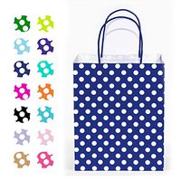 12CT Medium Royal Blue Polka DOT Biodegradable, Food Safe Ink & Paper, Premium Quality Paper (Sturdy & Thicker), Kraft Bag with Colored Sturdy Handle (Medium, P.Royal Blue)