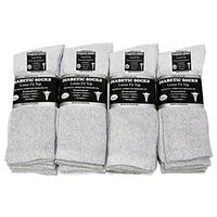 Diabetic Socks Crew Length Men Unisex Size 13-15 Grey 6 Pairs